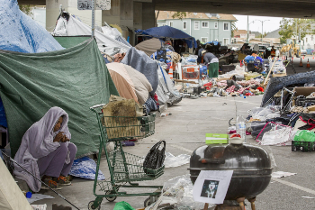 Dirty homeless camps in San Francisco Homeless camp in San Francisco