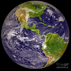 A view from space of the earth's western hemiosphere. Earth From Space