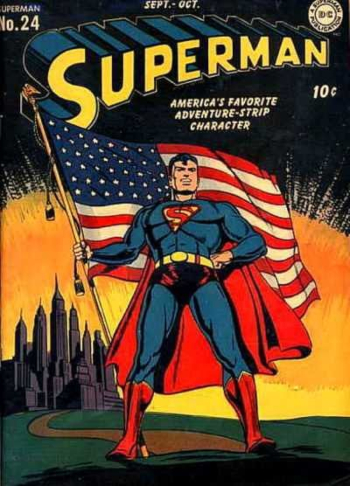 Superman Holding American Flag Superman Classic Comic Strip